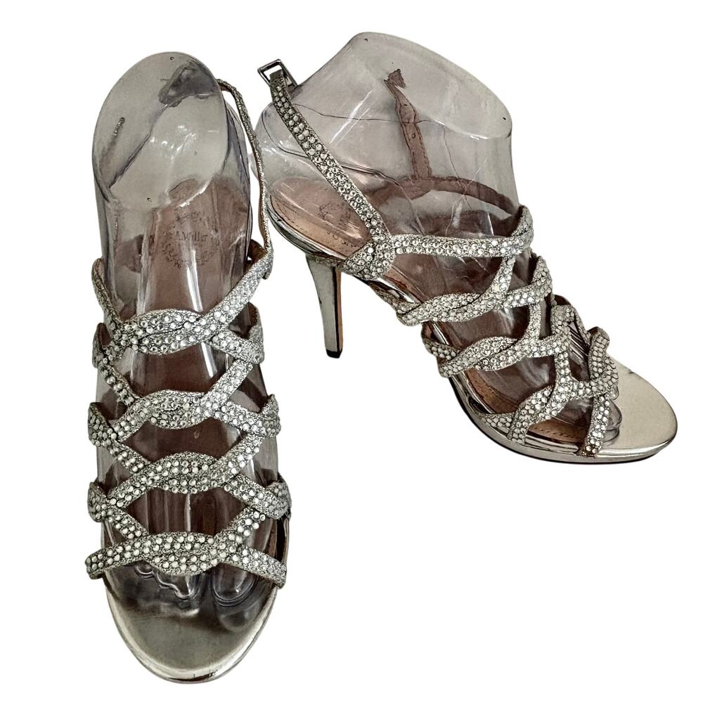 Vintage I. Miller Rhinestone Sparkle Cage Stiletto Sandals Heels Fairy Glam 6.5